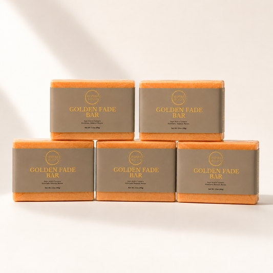 Vespera Body Golden Fade Bar bundle. All-natural turmeric and kojic acid soap for dark spots and skin brightening.