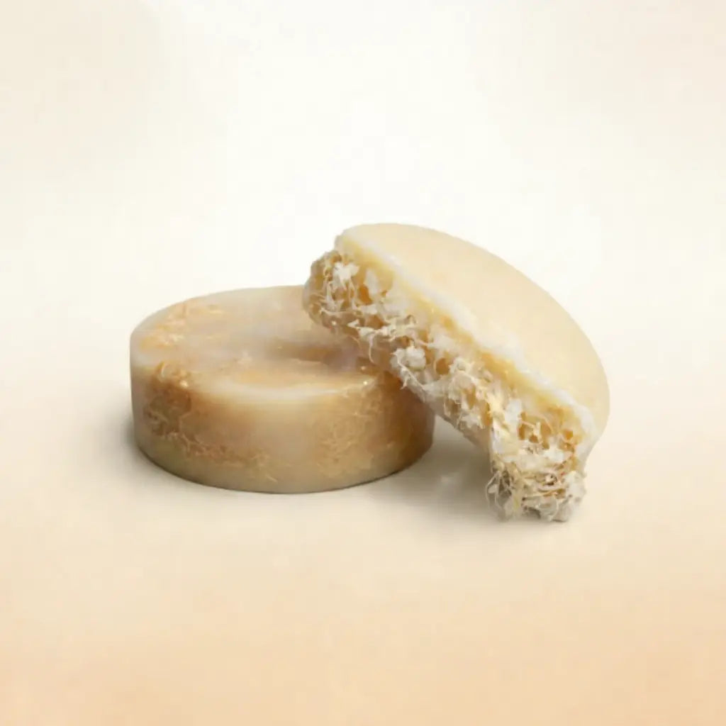 Luffa Light Bar highlighting natural luffa fibers for gentle biodegradable exfoliation and radiant skin renewal.