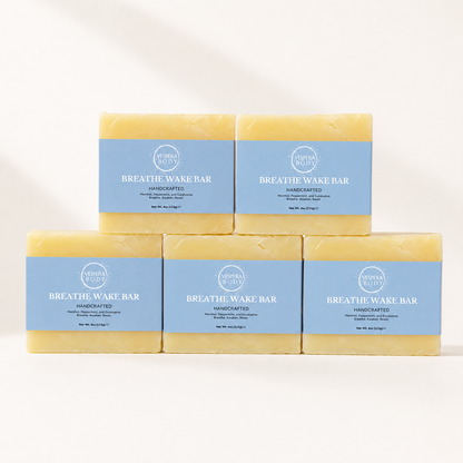 Vespera Body Breath Wake moisturizing soap bar with eucalyptus and menthol for dry sensitive skin.